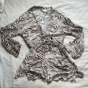Zebra Print Wrap Blouse